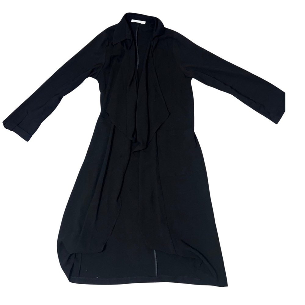 Lush Women’s Cardigan Blazer Black Open Front Long